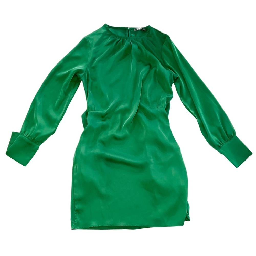 Emerald Green Long Sleeve Tie Waist Dress – Women’s Small